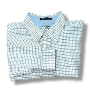 Gap Button Down Shirt Vintage Classic Laundered Oxford 100% Cotton Grid Plaid XL